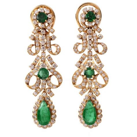 emerald chandelier earrings gold